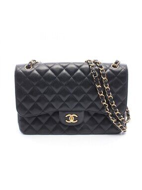 Chanel Shoulder Bag Maxi Quilted 30 Classic Large Double Flap Black Caviar